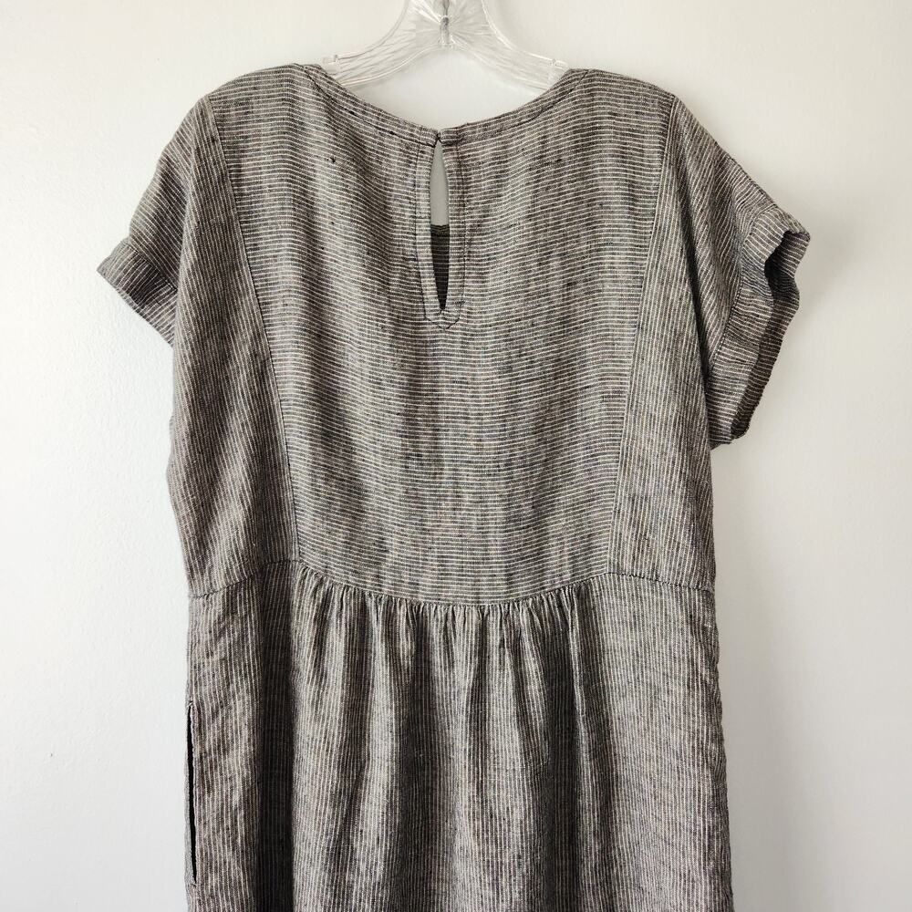 Garnet Hill Linen Dress Women's M Black White Stripe Beach Summer Vacation Boho - Picture 6 of 16